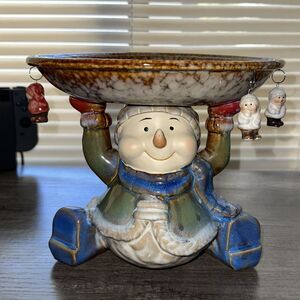 Christmas Traditions Holiday Snowman With Snowflake Candy Plate Hanging‎ Snowmen